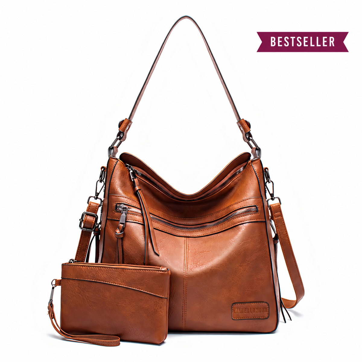 Soft Hobo Shoulder Bag with Matching Pouch - Bestseller