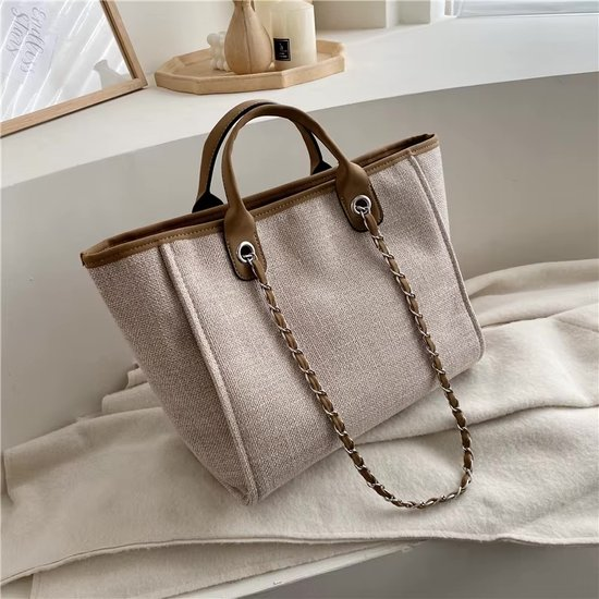 Vintage & Stijlvol: Dames tassen Handtas of Tote Schoudertas (gebroken wit)-4