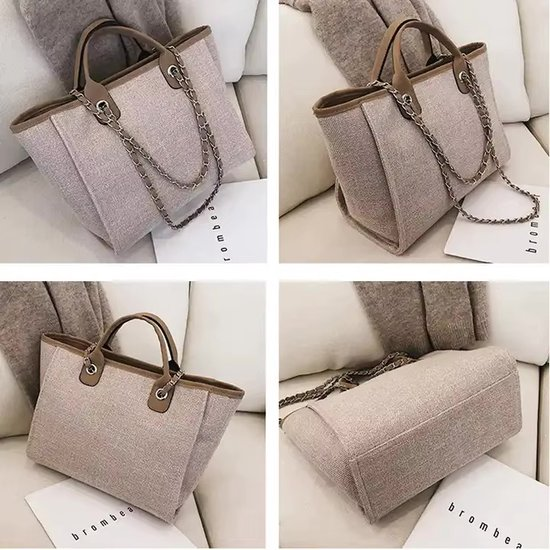 Vintage & Stijlvol: Dames tassen Handtas of Tote Schoudertas (gebroken wit)-5