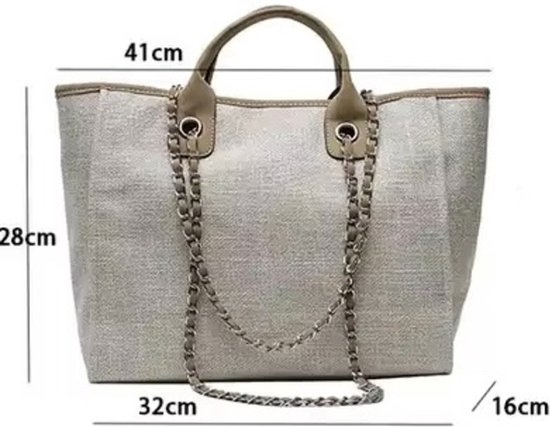 Vintage & Stijlvol: Dames tassen Handtas of Tote Schoudertas (gebroken wit)-11