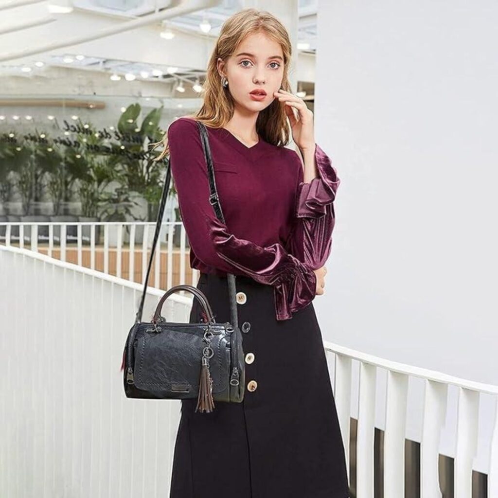 women with stylish handbag